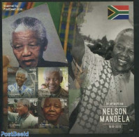 Nevis 2014 Nelson Mandela 4v M/s, Mint NH, History - Nobel Prize Winners - Nelson Mandela - Nobel Prize Laureates