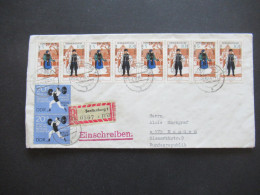 DDR 1966 Volkstrachten II Zusammendruck 8er Streifen Einschreiben Senftenberg 1 C67 Nach Menden Gesendet - Storia Postale