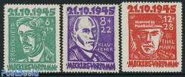Germany, DDR 1945 Mecklenburg-Vorpommern, Fascist Victims 3v, Unused (hinged), History - Politicians - Unused Stamps