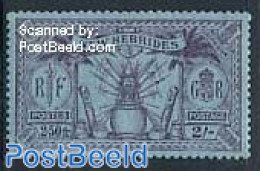New Hebrides 1925 2Sh = 2.50Fr, Stamp Out Of Set, Unused (hinged) - Ungebraucht