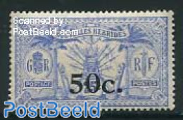 New Hebrides 1920 50c On 25c, WM Multiple Crown, Stamp Out Of Set, Unused (hinged) - Ongebruikt