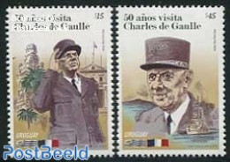 Uruguay 2014 Charles De Gaulle Visit 2v, Mint NH, History - Flags - Uruguay