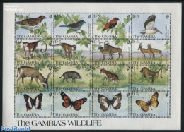 Gambia 1991 Animals M/s (16xD5), Mint NH, Nature - Animals (others & Mixed) - Birds - Butterflies - Monkeys - Gambie (...-1964)