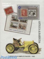 Antigua & Barbuda 1993 Henry Ford, Carl Benz S/s, Mint NH, History - Transport - Germans - Stamps On Stamps - Automobi.. - Postzegels Op Postzegels