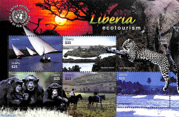 Liberia 2002 Eco Tourism 6v M/s, Mint NH, Nature - Sport - Transport - Various - Animals (others & Mixed) - Cat Family.. - Sailing