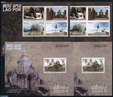 Laos 2014 Historic Places 4 S/s (2 Perforated & 2 Imperforated), Mint NH, Religion - Churches, Temples, Mosques, Synag.. - Chiese E Cattedrali