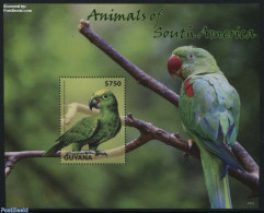 Guyana 2015 Animals Of South America, Parrots S/s, Mint NH, Nature - Birds - Parrots - Guiana (1966-...)