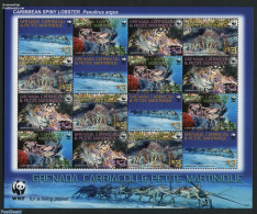 Grenada Grenadines 2009 Spiny Lobster M/s With 4 Sets, Mint NH, Nature - Shells & Crustaceans - World Wildlife Fund (W.. - Meereswelt