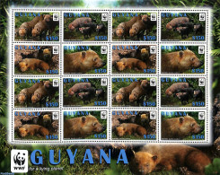 Guyana 2011 WWF, Bush Dog M/s With 4 Sets, Mint NH, Nature - World Wildlife Fund (WWF) - Guyane (1966-...)