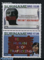 Suriname, Republic 2015 UPAEP, Stop Traficking 2v [:], Mint NH, History - Human Rights - U.P.A.E. - Surinam