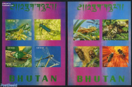 Bhutan 1969 Insects 2 S/s, Unused (hinged), Nature - Various - Insects - Other Material Than Paper - 3-D Stamps - Fouten Op Zegels