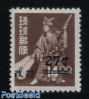 Ryu-Kyu 1960 27c On 14Y, Stamp Out Of Set, Mint NH - Ryukyu Islands