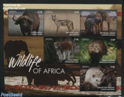 Liberia 2015 Wildlife Of Africa 6v M/s, Mint NH, Nature - Animals (others & Mixed) - Elephants - Hedgehog - Monkeys - Other & Unclassified