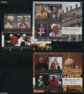 Grenada 2015 Pope Benedict XVI 3 S/s, Mint NH, Religion - Pope - Popes