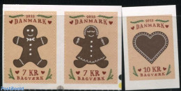 Denmark 2015 Christmas Cookies 3v S-a, Mint NH, Health - Religion - Food & Drink - Christmas - Ongebruikt
