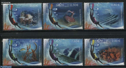 Greece 2015 Diving 6v, Mint NH, History - Nature - Sport - Archaeology - Fish - Shells & Crustaceans - Diving - Nuevos
