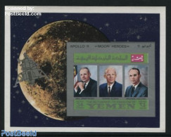 Yemen, Kingdom 1969 Apollo 11 S/s, Imperforated, Mint NH, Transport - Space Exploration - Autres & Non Classés