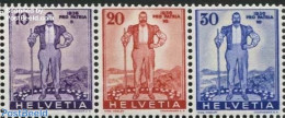 Switzerland 1936 Pro Patria 3v (from S/s) Ribbed Gum, Mint NH - Unused Stamps