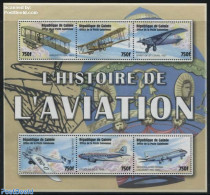 Guinea, Republic 2002 Aviation History 6v M/s, Mint NH, Transport - Aircraft & Aviation - Flugzeuge