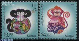 Samoa 2015 Year Of The Monkey 2v, Mint NH, Nature - Various - Monkeys - New Year - Nouvel An
