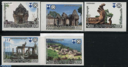 Cambodia 2009 Preah Vihear Temple 5v, Imperforated, Mint NH, History - Religion - Archaeology - World Heritage - Churc.. - Archaeology