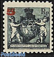 Liechtenstein 1924 5Rp On 7.5Rp, Perf. 9.5, Stamp Out Of Set, Mint NH, History - Coat Of Arms - Unused Stamps