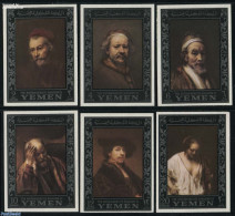 Yemen, Kingdom 1967 Rembrandt 6v (silver In Borders), Imperforated, Mint NH, Paintings - Rembrandt - Sonstige & Ohne Zuordnung