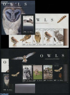 Saint Kitts/Nevis 2015 Owls 4 S/s, Mint NH, Nature - Religion - Birds - Birds Of Prey - Owls - Churches, Temples, Mosq.. - Eglises Et Cathédrales