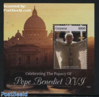Guyana 2015 Pope Benedict XVI S/s, Mint NH, Religion - Pope - Pausen