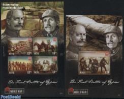 Nevis 2015 First Battle Of Ypres 2 S/s, Mint NH, History - Nature - Transport - Various - Kings & Queens (Royalty) - H.. - Familles Royales