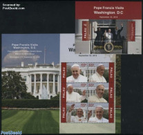 Palau 2015 Pope Francis Visits Washington DC 2 S/s, Mint NH, History - Religion - American Presidents - Pope - Papes