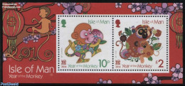 Isle Of Man 2016 Year Of The Monkey S/s, Mint NH, Nature - Various - Monkeys - New Year - New Year