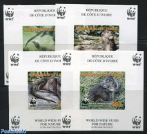 Ivory Coast 2006 WWF, Masculicollis (= Wrong Text) 4 S/s, Imperforated, Mint NH, Nature - Animals (others & Mixed) - W.. - Ongebruikt