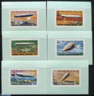 Mauritania 1976 Zeppelin 6 S/s, Imperforated, Mint NH, Transport - Zeppelins - Zeppelins