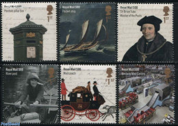 Great Britain 2016 500 Years Royal Mail 6v, Mint NH, Sport - Transport - Sailing - Mail Boxes - Post - Coaches - Ships.. - Unused Stamps