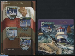 Sao Tome/Principe 2015 Lighthouses 2 S/s, Mint NH, Nature - Transport - Various - Birds - Ships And Boats - Lighthouse.. - Ships