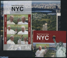 Nevis 2015 Pope Francis Visits NYC 2 S/s, Mint NH, Religion - Pope - Papes