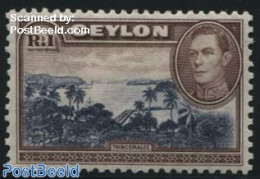 Sri Lanka (Ceylon) 1938 1R, WM Upright, Stamp Out Of Set, Mint NH - Sri Lanka (Ceilán) (1948-...)