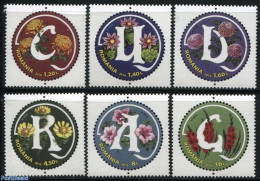 Romania 2016 Flower Alphabet 6v, Mint NH, Nature - Various - Flowers & Plants - Round-shaped Stamps - Neufs
