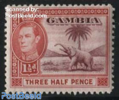 Gambia 1938 1.5d, Carmine/lilacarmine 1v (with Bright Red Stamp To Compare), Unused (hinged), Nature - Elephants - Gambia (...-1964)