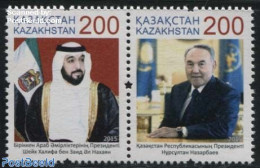 Kazakhstan 2015 Joint Issue UAE 2v [:], Mint NH, History - Various - Flags - Politicians - Joint Issues - Emisiones Comunes