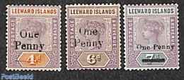 Leeward Islands 1902 Overprints 3v, Unused (hinged) - Leeward  Islands