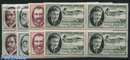 France 1957 Inventors 4v, Blocks Of 4 [+], Mint NH, Transport - Helicopters - Neufs