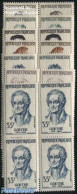 France 1957 Famous Persons 7v, Blocks Of 4 [+], Mint NH, History - Performance Art - Science - Netherlands & Dutch - A.. - Neufs