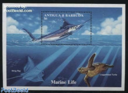 Barbuda 1996 Blue Marlin S/s, Mint NH, Nature - Fish - Turtles - Vissen