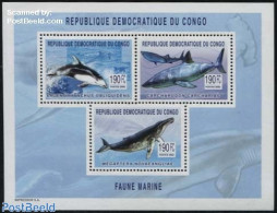 Congo Dem. Republic, (zaire) 2003 Whales 3v M/s, Mint NH, Nature - Sea Mammals - Sonstige & Ohne Zuordnung