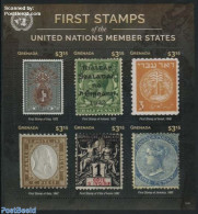 Grenada 2015 First Stamps, I-J 6v M/s, Mint NH, History - Kings & Queens (Royalty) - United Nations - Stamps On Stamps - Königshäuser, Adel