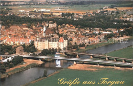 72235355 Torgau Renaissancestadt Mit Alter Und Neuer Elbebruecke Fliegeraufnahme - Torgau