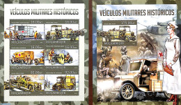 Mozambique 2013 Military Vehicles 2 S/s, Mint NH, Health - History - Transport - Red Cross - Militarism - Automobiles .. - Cruz Roja