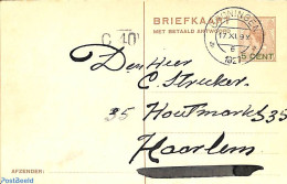Netherlands 1927 Reply Paid Postcard 5/5 On 7.5/7.5c, Used Postal Stationary - Briefe U. Dokumente
